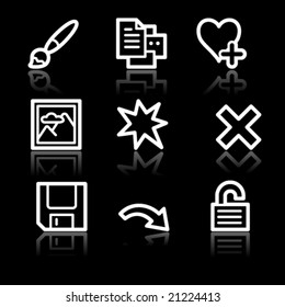 Image viewer white contour web icons set 2