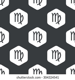 Image of Virgo zodiac symbol in hexagon, repeated on black