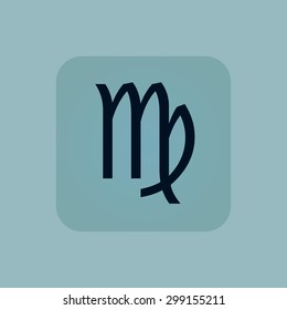 Image of Virgo zodiac symbol in square, on pale blue background