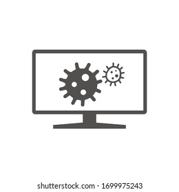 Image of a virus, coronavirus, bacterium, molecule, Trojan on the screen. Simple vector icon.