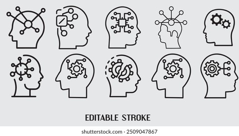 The image visually explores the concept of human intelligence and its connection to technology and cognitive processes.