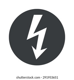 Image of voltage lightning in black circle, isolated on white
