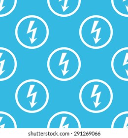 Image of voltage lightning in circle, repeated on blue background