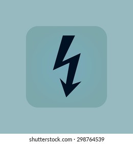 Image of voltage lightning in square, on pale blue background