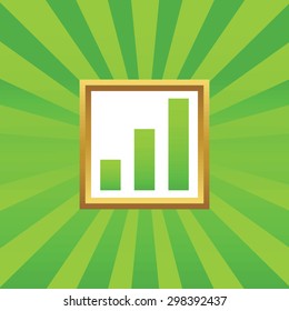 Image of volume scale in golden frame, on green abstract background