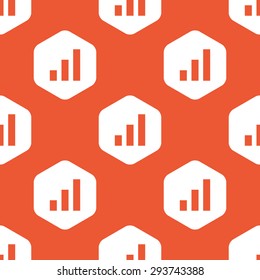 Image of volume scale in white hexagon, repeated on orange background