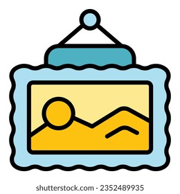 Image wall art icon outline vector. Artist class. Painter children color flat