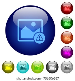 Image warning icons on round color glass buttons