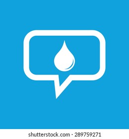 Image of water drop in chat bubble, isolated on blue