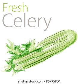An image of a watercolor painting of fresh celery.