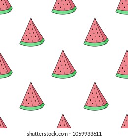 Image of a watermelon on a white background. Vector. Flat style. Seamless pattern.