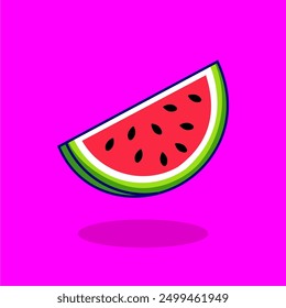 image of watermelon slices with minimalist lines, bright colors, and cuteness. This icon is suitable for applications, websites, or graphic designs that want to convey a cheerful and fresh feel.