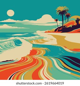 Image of waves and seawater at an island beach