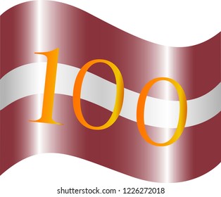 The image of the wavy Latvian flag  on the 100th anniversary of the proclamation of the independence of the Republic of Latvia is celebrated on November 18.