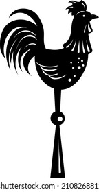 The Image Of The Weather Vane On The Spire In The Form Of A Rooster