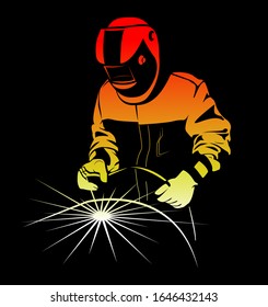 Image of a welder on a black background.