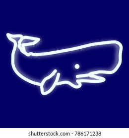 The image of a whale. Icon with the effect of neon glow. Vector image.