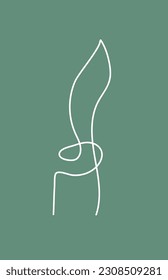 Image of white candle in one line art style on green background