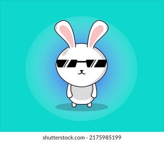 Image of a white rabbit on a light blue pastel for winter.