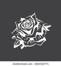 image of white rose bud isolated on black background