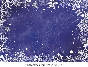 Image of white snowflakes dancing in a blue space