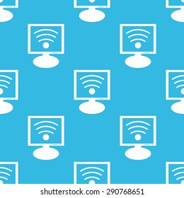 Image of Wi-Fi symbol on screen, repeated on blue background