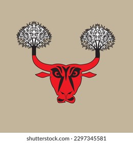 The image of the wild bull. bull head vector Design Element in Vintage Style. Vector illustration EPS 10