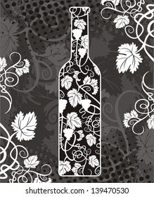 Image of Wine bottle with grapevine