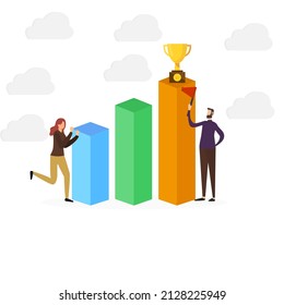 image of winner man, number one, vector illustration