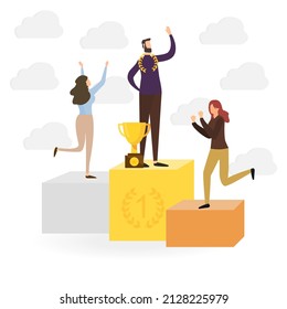 imagen del hombre ganador, número uno, ilustración vectorial