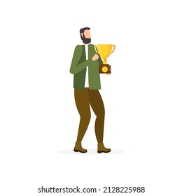 image of winner man, number one, vector illustration