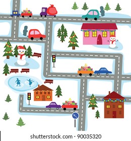 The image of a winter city before new year