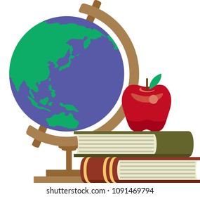 Image of wisdom and knowledge Globe, apple and book