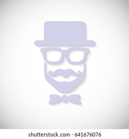 An image without a face. Vector. In a hat with glasses and a beard. With the shadow.      