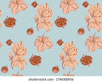 Image without seams. Beautiful pattern on a summer theme. Pattern consisting of  petals and  garden flowers. Background image.