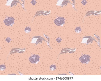Image without seams. Beautiful pattern on a summer theme. Pattern consisting of  nature and  lilies. Background image.