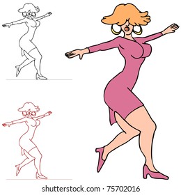 An image of a woman balancing on a wire.