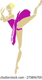 The image of woman ballerina in a pink tutu.