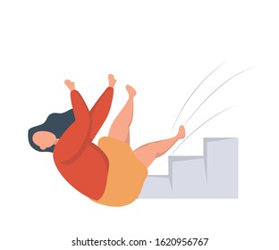 An Image Of A Woman Falling Down A Flight Of Stairs.