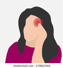 Image of a woman with a headache. Vector image, eps 10