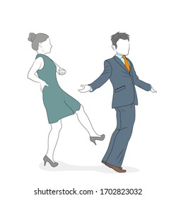 An image of a woman kicking her husband.