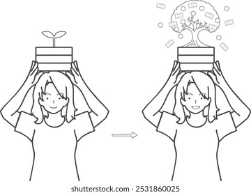 Imagem de mulher lucrando com o crescimento de seus investimentos em prestações
