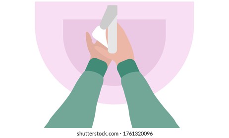 Image of a woman washing her hands with soap. Vector image, eps 10
