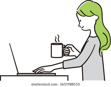 Image of a woman working with a laptop in a cafe