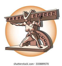 Image of women supporting architectural element
