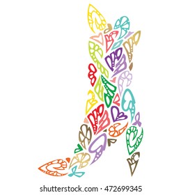 image of women's boots composed of abstract elements