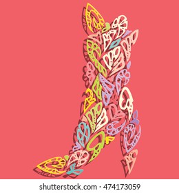 image of women's boots composed of abstract elements