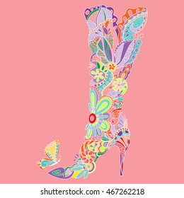 image of women's boots composed of flowers and leaves