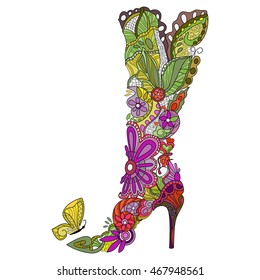 image of women's boots composed of flowers and leaves