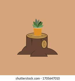 An image of a wood & flower pot